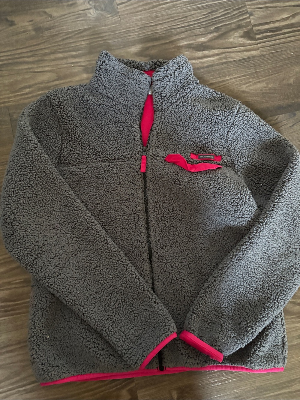 Women’s Gray Columbia Sherpa Jacket with Pink Accents